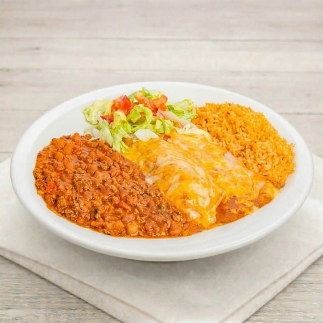 Two Enchiladas & Chile Beans.